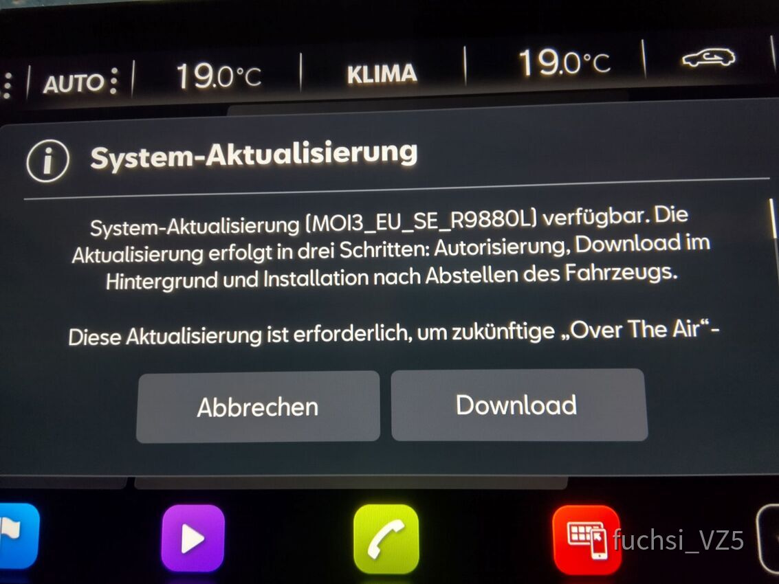 Meldung Update Infotainment