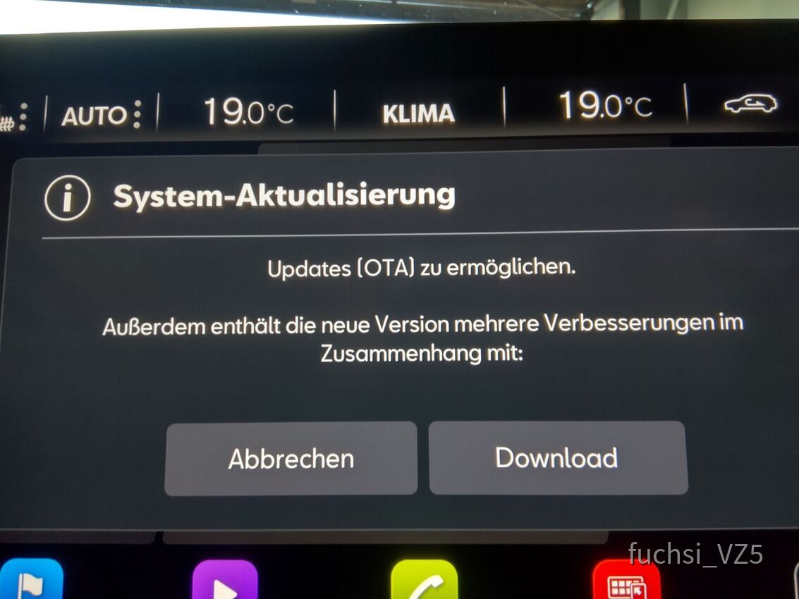 Meldung Update Infotainment