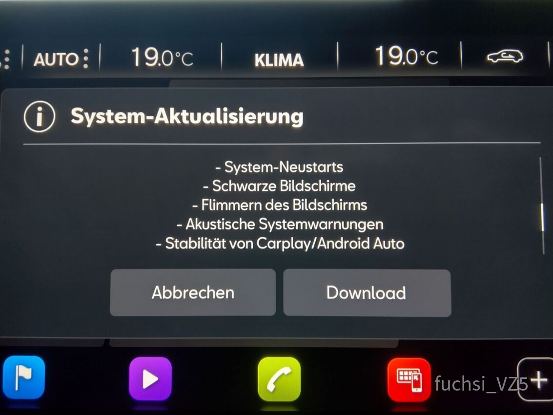 Meldung Update Infotainment