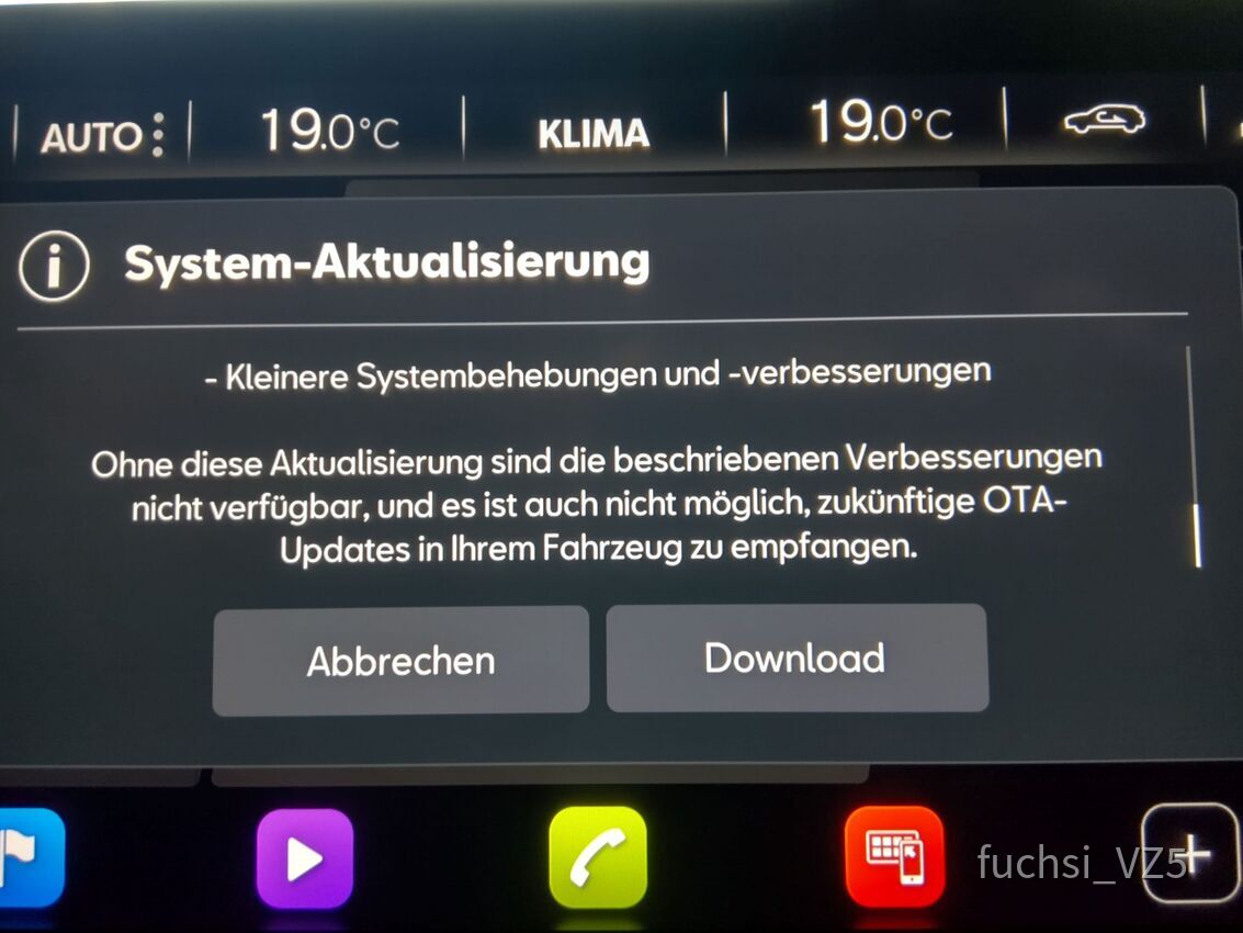 Meldung Update Infotainment